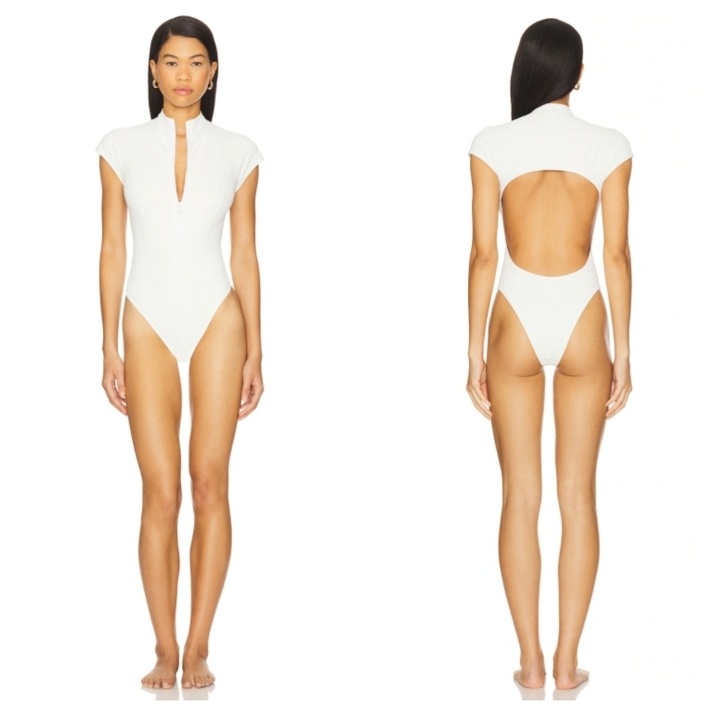 GIGI C Lilith Surf Zip Ivory One Piece Swimsuit Surf Suit NWT